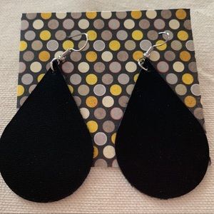Black Faux Leather Earrings